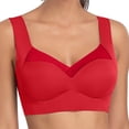 thumbnail image 2 of YWDJ Bras for Women Plus Size Push up Closure in Back Lounge Bras Wirefree Comfortable Bras Wide Strap Full Coverage Wrap Bras Padded Plus Size Comfort Bras Solid Sleep Bras Red 5XL, 2 of 5
