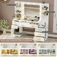 thumbnail image 5 of Aunfebrco White Vanity Desk Makeup Vanity Table with Mirror and Lights and Charging Station, Large Dressing Table with Storage Cabinet&6 Drawers&4 Storage Shelves for Bedroom, 5 of 7
