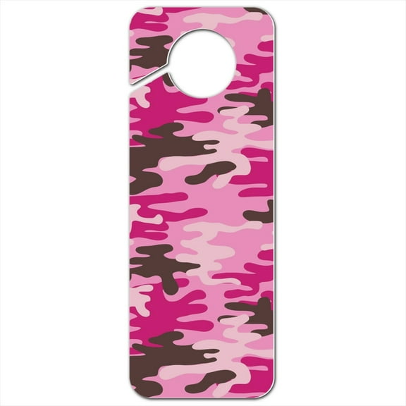 Pink Camouflage Plastic Door Knob Hanger Sign