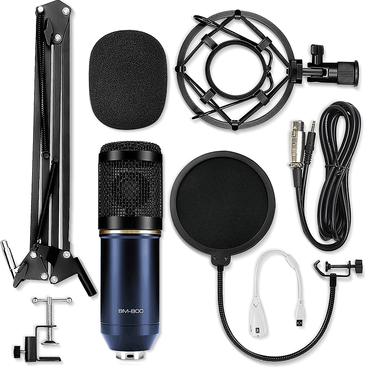 Insma Condenser Microphone Bundle BM800 Studio Mic Kit 8Pcs Set with
