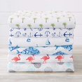 thumbnail image 1 of Printed Coastal Microfiber Bed Sheets. Wrinkle Free, Deep Pockets, Beach Theme Sheet Set. Newport Collection (Full, Palm Tree), 1 of 6