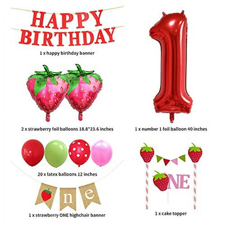 Vansolinne Strawberry First Birthday Decoration Berry First Birthday Party  Set Balloons Backdrop Sweet One Party Supplies Photo Backdrop Banner