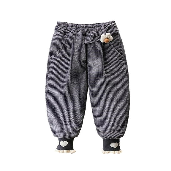 LYMAYTER Infant Girls Cotton Pants for Kids Baby Winter Corduroy Trousers Little Girls Thickened Casual Pants for 6 Months -4 Years