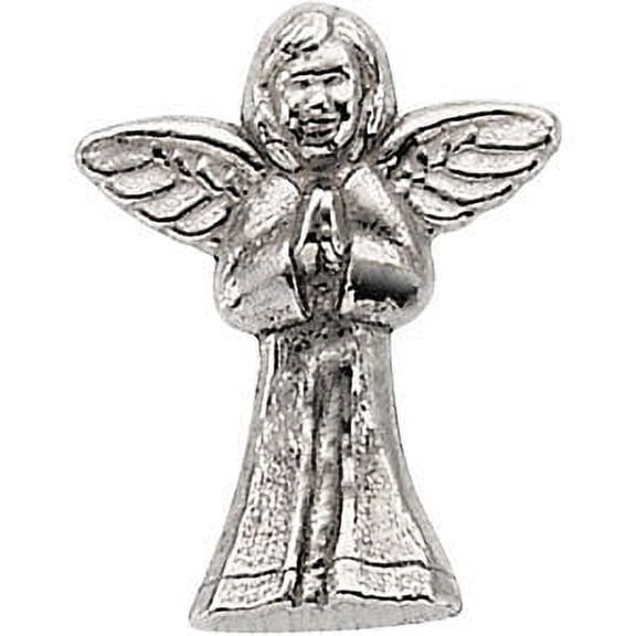 FB Jewels 14K White Gold 12.00X10.00 Mm Polished Praying Angel Lapel Pin