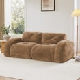 thumbnail image 3 of FFH 80" Boneless Loveseat Sofa, Velvet 2-Seater Sectional Sofa Cloud Couch for Living Room, Camel, 3 of 13