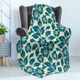 thumbnail image 4 of Floral Soft Flannel Fleece Blanket, Flower Petals Blossoms Shabby Form Fragrance Florets Nature Spring Tropical Design, Cozy Plush for Indoor and Outdoor Use, 70" x 90", Teal Cream, by Ambesonne, 4 of 5