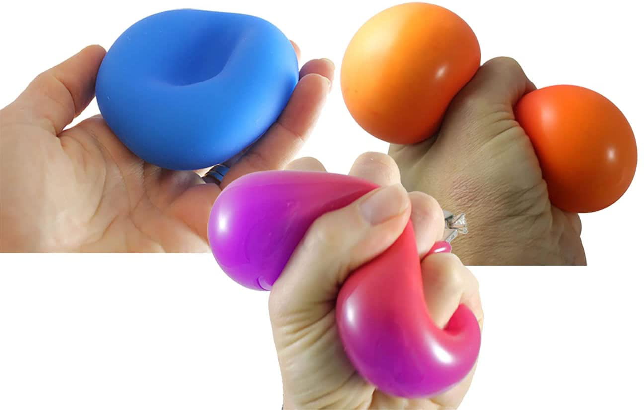 1, 4 or 12 Mouldable Stress Balls Soft Squishy Assorted Neon Colours Toys 