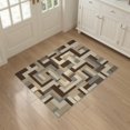 thumbnail image 3 of ODIKA 3'x5' Washable Throw Rug Stain Resistant, Low Profile, Non-Slip Transitional Blocks Contemporary Minimalist Maze Brushstroke Abstract Flowing for Entryway, Kitchen, Mudroom, 3 of 7