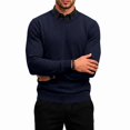 thumbnail image 6 of FOPSUFGWFO Men's Knit Sweaters 2 in 1 Crew Neck Sweatshirts With Shirt Collar Long Sleeve Pullover Tops for Business 3XL, 6 of 6