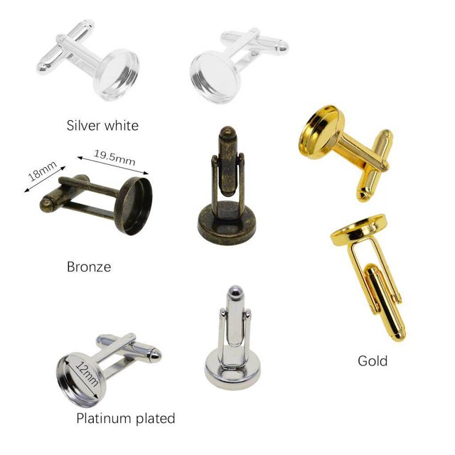 Xingzhi 20Pcs Blank 12mm Round Bezel Glue Base Cup Cuff Links DIY Cufflink Bronze