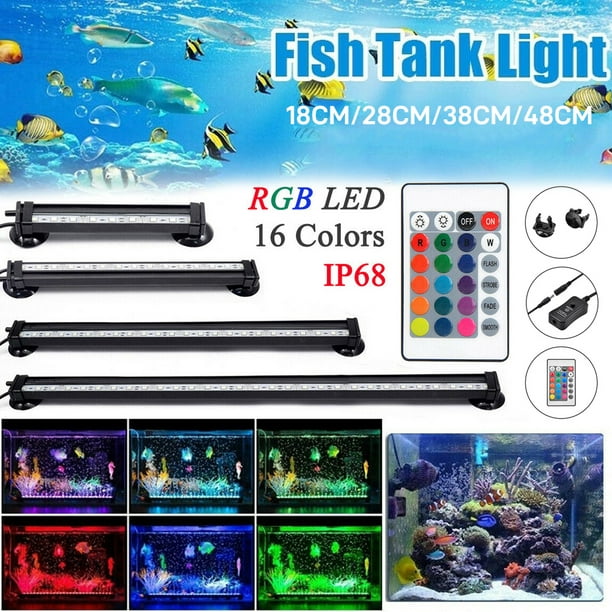Productief routine buitenste Waterproof Aquarium Fish Tank LED Lightings Bubble Colorful Light Bar Strip  Light Lamp 18/28/38/48CM US Plug - Walmart.com