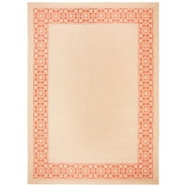 SAFAVIEH Courtyard Kian Bordered Indoor/Outdoor Area Rug, Cream/Terracotta, 4' x 5'7"