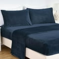 thumbnail image 3 of Chezmoi Collection Extra Soft Fleece Sheet Set King, 4-Piece Microplush Non-Pilling Velvety Bed Sheet, Deep Pocket - Lightweight All Season Warmth, King, Navy Blue, 3 of 9