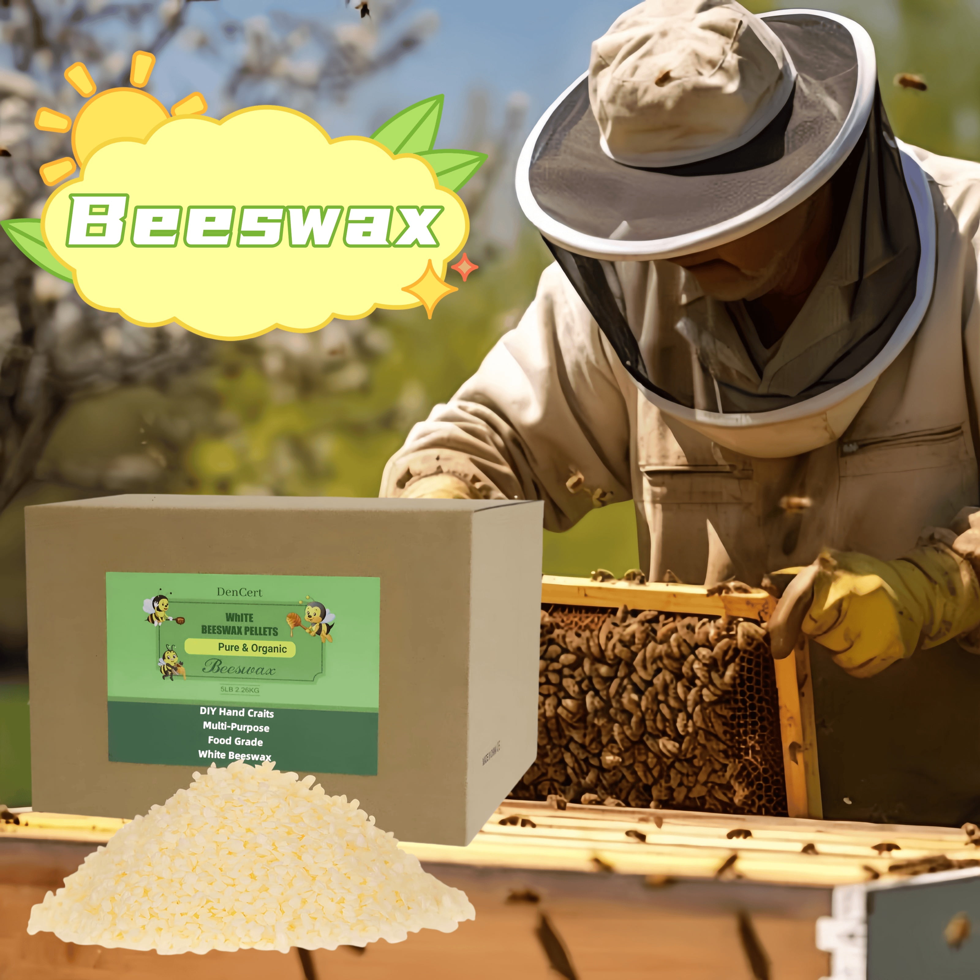 10LB beeswax granules, food grade beeswax, triple filtered beeswax granules, perfect for DIY projects, soap making supplies, for candle making, can be used as gifts
