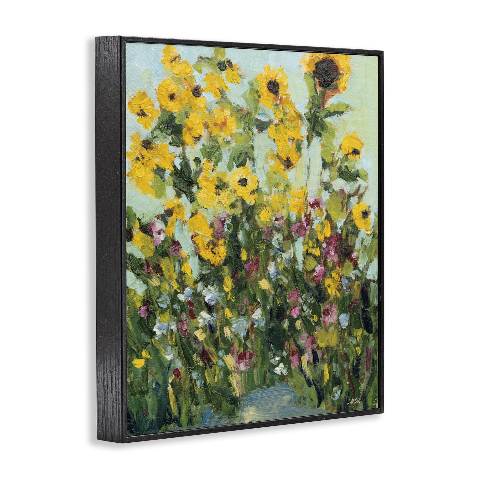 Stupell Industries Sunlit Sunflowers in Garden Black Framed Giclee Art, design by Carson Overstreet