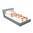 thumbnail image 2 of Ambesonne Cartoon Fitted Sheet & Pillow Sham Set, Playing Card, Twinxl, Ecru Pale Brown Red, 2 of 2