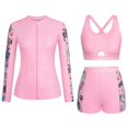 thumbnail image 1 of 3pieces Women Long Sleeve Swimsuit Front Zippered Rashguard Swim Top Sports Bra And Trunks Women Surfing Bathing Suit Pink Xl, 1 of 5