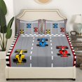 thumbnail image 2 of Erosebridal Colorful Race Car Fitted Sheet Set Queen for Teens Kids, Racing Track Bedroom Set, Grey, Super Cozy 3pcs, 2 of 5