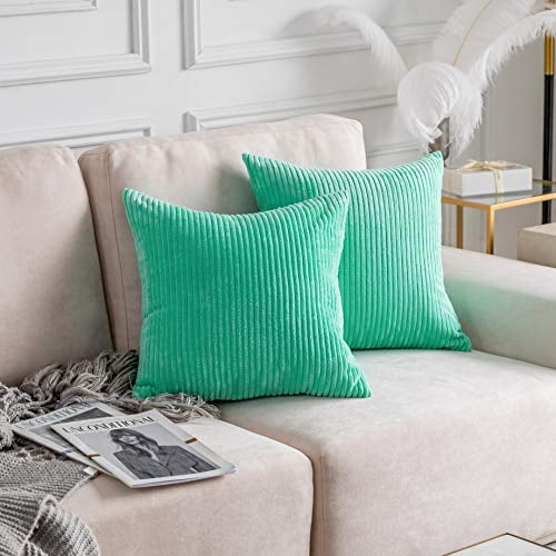 Home Brilliant Large Throw Pillows Covers For Living Room Striped Plush Velvet Cushion Summer Travel 2 Packs 24 X Inch 60x60cm Aqua Blue Com Brilliant Large Throw Pillows Covers, Large Sofa Pillows Covers