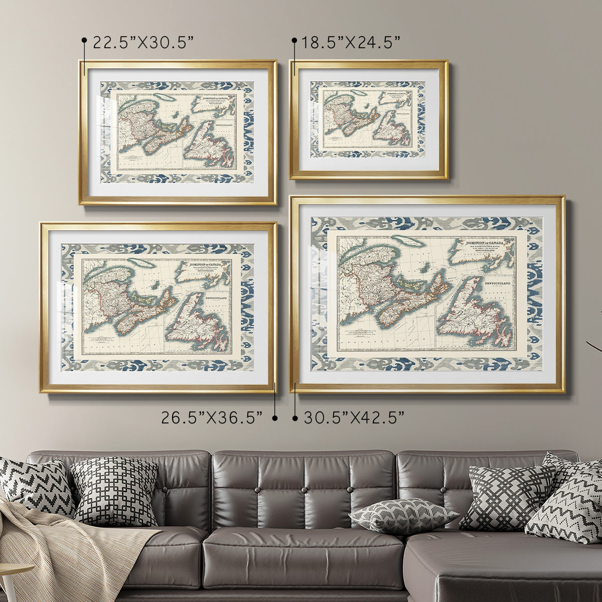 Bordered Map of Canada Premium Framed Print - Ready to Hang
