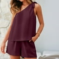 thumbnail image 4 of XuJwPNcy Women's 2 Piece Sets One-Shoulder Sleeveless Crop Tops Shorts Matching Lounge Set Summer Outfits, 4 of 7