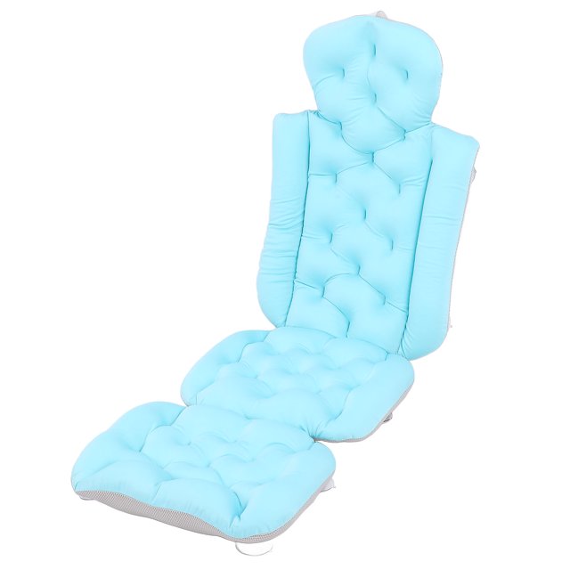 Ergonomic Full Body Bath Pillow with Comfortable Support, Extended Cushion, Non Slip Bath Mat with Suction Cups for Headrest Neck and Back Support