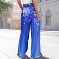 thumbnail image 7 of Plus Size Boho Print Palazzo Pants for Women High Waist Wide Leg Beach Lounge Trousers with Pockets Royal Blue L, 7 of 7