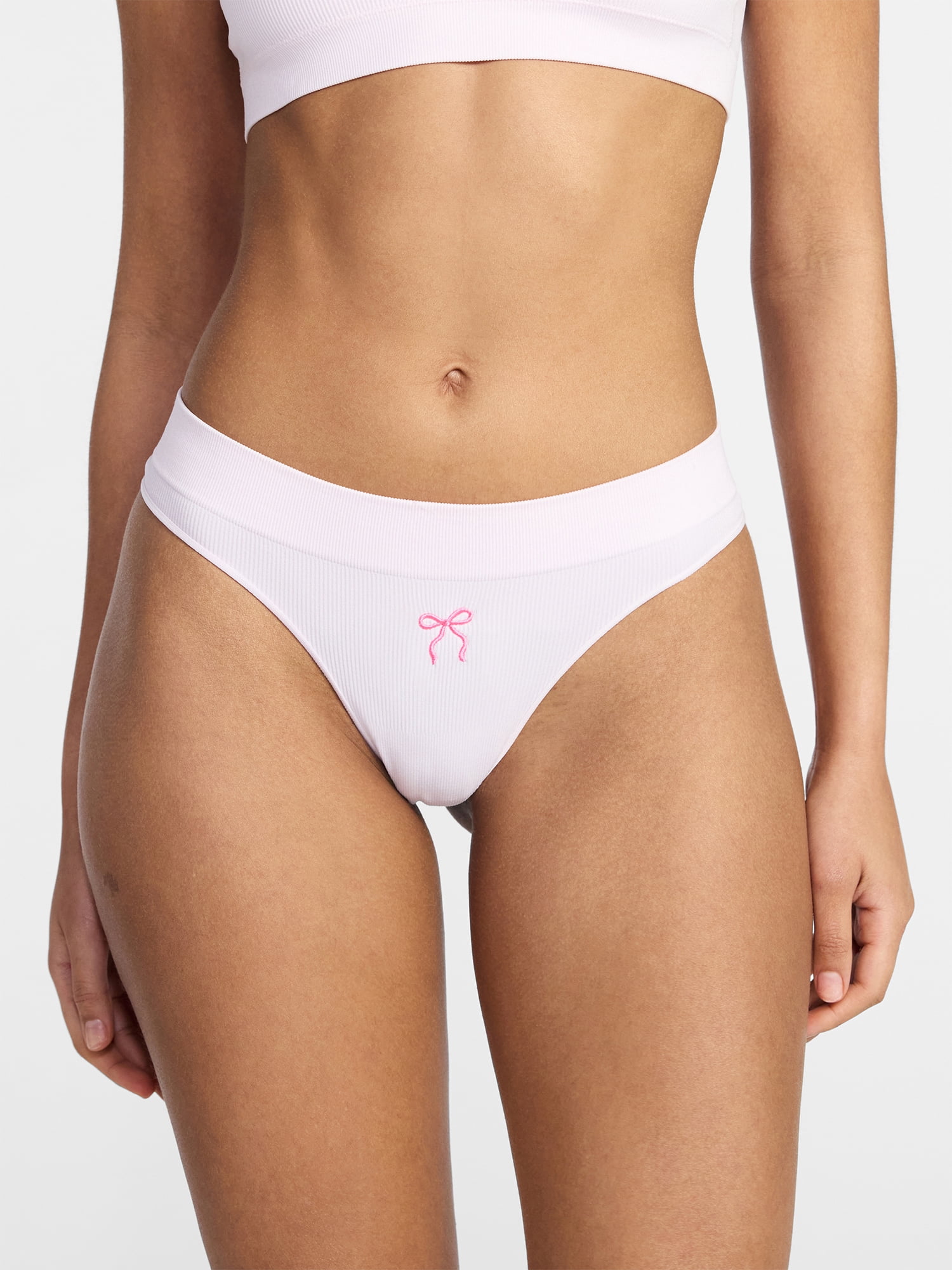 No Boundaries Seamless Ribbed Thong Panties, 3-Pack, Women's XS-XXXL