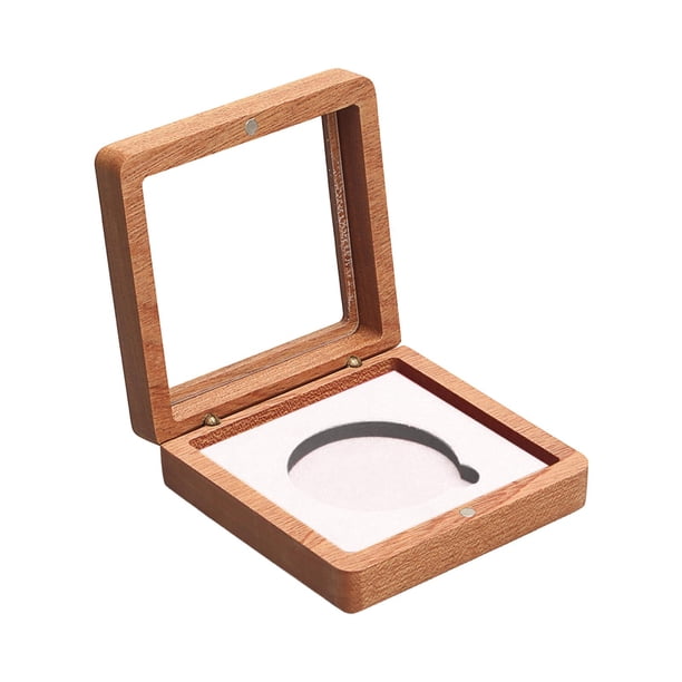 Vitrina de madera para la presentación de monedas con tapa transparente para medallas e insignias. Blanco