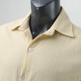 thumbnail image 4 of Men Solid Button Down Beach Shirts Short Sleeve Loose Tops Holiday Blouse Tee Handsome Casual Shirt Beige 3XL, 4 of 6