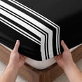 thumbnail image 3 of Twin Sze Fitted Sheet Set - Black Striped 2 Piece Bedding Sets 16" Deep Pocket Fitted Sheet with 1 Pillowcase, Farmhouse Black White Stripes Brushed Microfiber Hotel Luxury Bed Sheets, 3 of 9