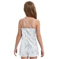 thumbnail image 3 of Aislor Kids Girls Shiny Sequins Jumpsuit Double Straps One Shoulder Sleeveless Dance Carnival Party Silver 14, 3 of 7