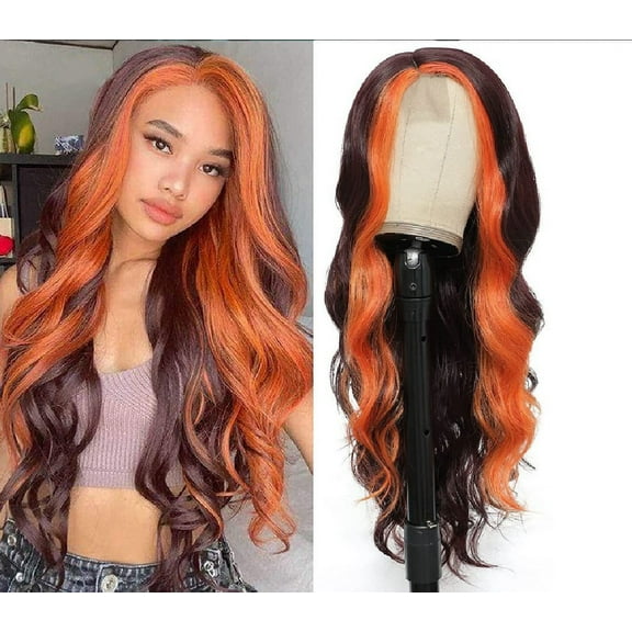 NAMZI Wavy Wig No Bangs Middle Parted Cosplay Hair for Daily Party(25.6in， Blonde A15)