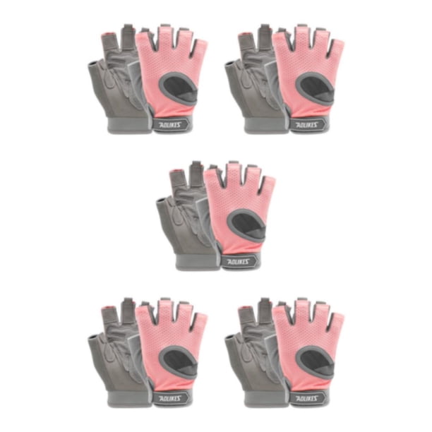 Toystoory fitness gimnasio guantes deportes transpirable ciclismo medio dedo guante levantamiento de pesas palm pad equipo de culturismo rosa / m Type2 NO2