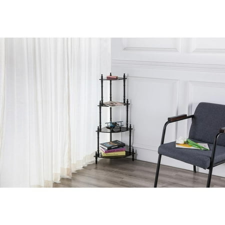 Ore International 39" Cherry 4-Tier Corner Stand