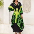 thumbnail image 3 of WULMLEO Kaftan Dresses for Women V Neck Batwing Sleeve Moomoo Nightgowns for Swimwear Plus Size Colorful Dresses Green One Size, 3 of 5