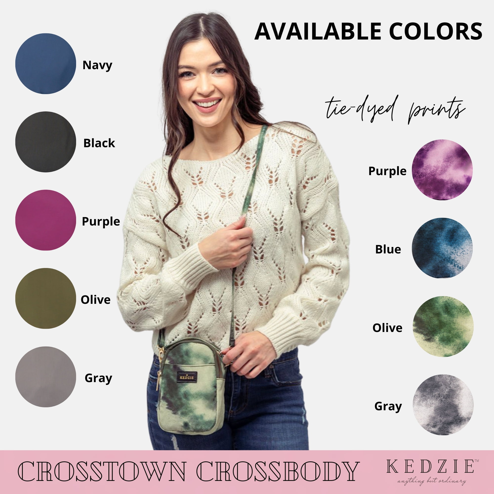 Kedzie Crosstown Small Crossbody Bag Cell Phone Purse, Gray (Women's)