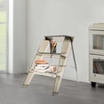 thumbnail image 2 of Folding Step Stool, 3 Step Acrylic Stool 3-in-1 Ladder Stool & Storage Rack, Multifunctional Step Seat & Display Stand for Adults, 220.46lbs (Clear Coffee Color), 2 of 9
