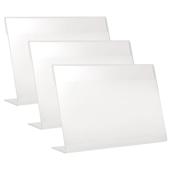 3Pcs Clear Sign Holders Acrylic L-Shaped Displaying Sign Holder for Retail Market