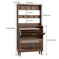 thumbnail image 5 of Smart FENDEE 62.99“ Tall Shoe Cabinet with Rack and 7 Hooks, 2 Flip-Down Drawer, Hall Tree, Walnut, 5 of 6