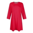thumbnail image 4 of LISTHA Women's 3/4 Sleeve Dresses, Casual T-Shirt Dresses, Crew Neck Loose fit Swing Autumn Dresses, Tunic Dresses Red M, 4 of 6