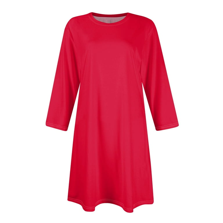 LISTHA Women's 3/4 Sleeve A-line and Flare Midi Long Dress Red M -  Walmart.com