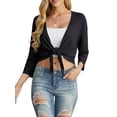 thumbnail image 7 of Cueply Women's 3/4 Sleeve Tie Front Cardigan Shrug Bolero Lightweight Top Summer Casual Short Shawl, 7 of 7