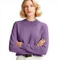 thumbnail image 4 of Soft Knit Sweater for Womens Crew Neck Long Sleeve Casual Basic Pullover Sweater Tops Light Purple 2XL, 4 of 5