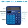thumbnail image 3 of Calculadora de escritorio Uxcell, 12 dígitos, gran pantalla LCD, calculadora electrónica de energía solar, doble alimentación, azul oscuro, 3 of 6