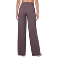 thumbnail image 3 of OIOLOYJM Women Dress Pants Stretchy Wide Leg Business Work Yoga Pants High Waisted Casual Pull On Trouserwith Pockets Brown_#002 M, 3 of 6