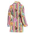 thumbnail image 2 of Pastel Striped Cupcake Pattern Women Bathrobe One Size Univeral Fits Fashion Lightweight Plush Fleece Long Robe For Women, 2 of 3