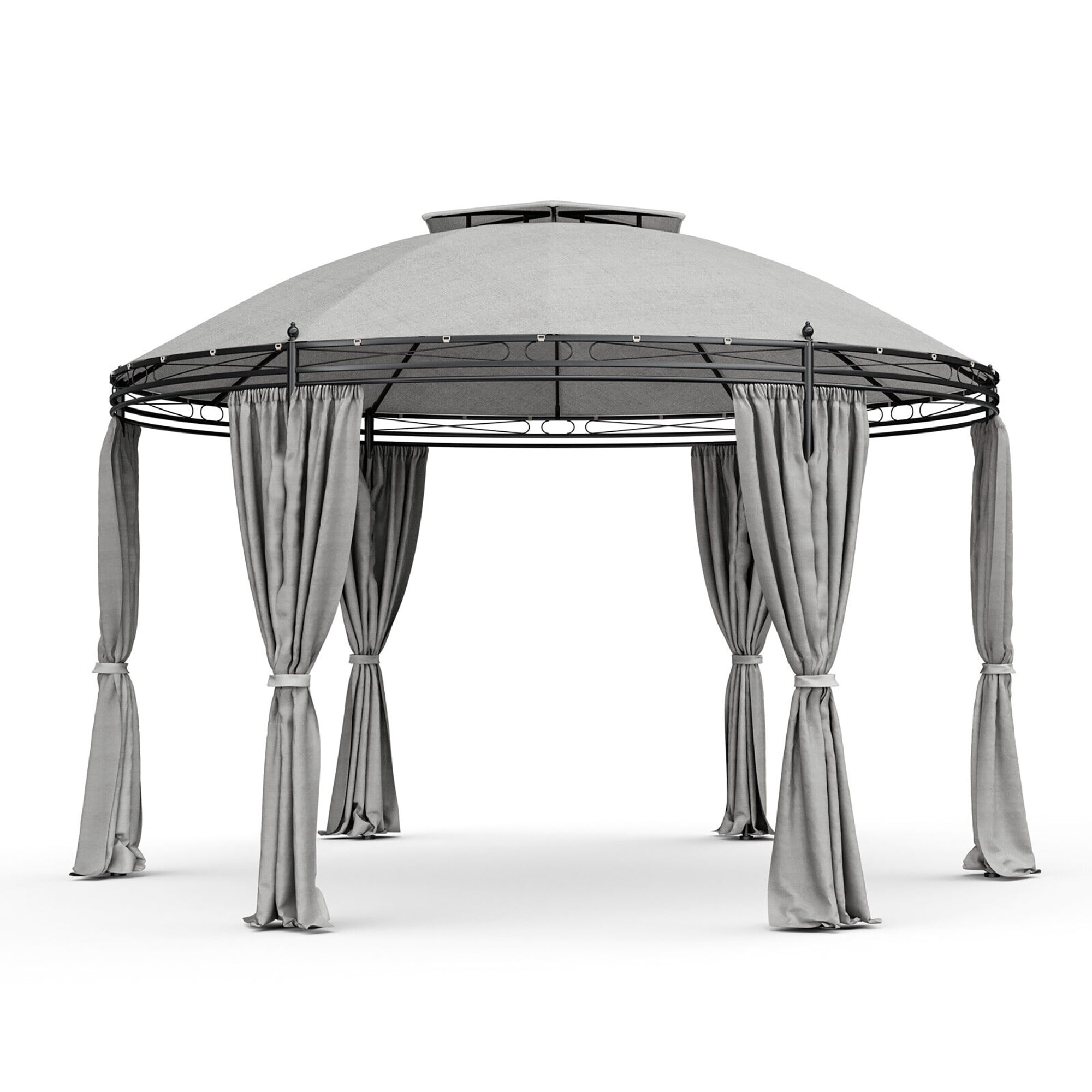 Gymax 11.5' Outdoor Patio Round Dome Gazebo Canopy Shelter Double Roof