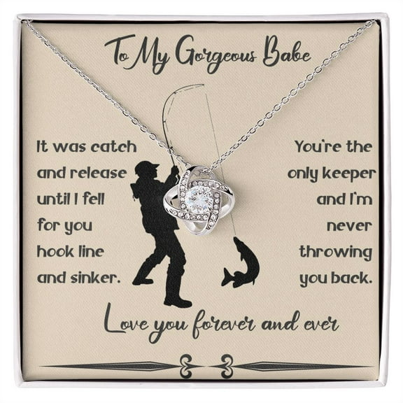 Only Keeper Fishing Necklace Wife Girlfriend Valentines Anniversary Birthday Present For Women, White Love Knot Necklace
