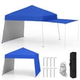thumbnail image 1 of Gymax 14 X 9.2 FT Pop up Canopy Tent w/ 2 Convertible Sidewalls to Awning & Stakes Blue, 1 of 10